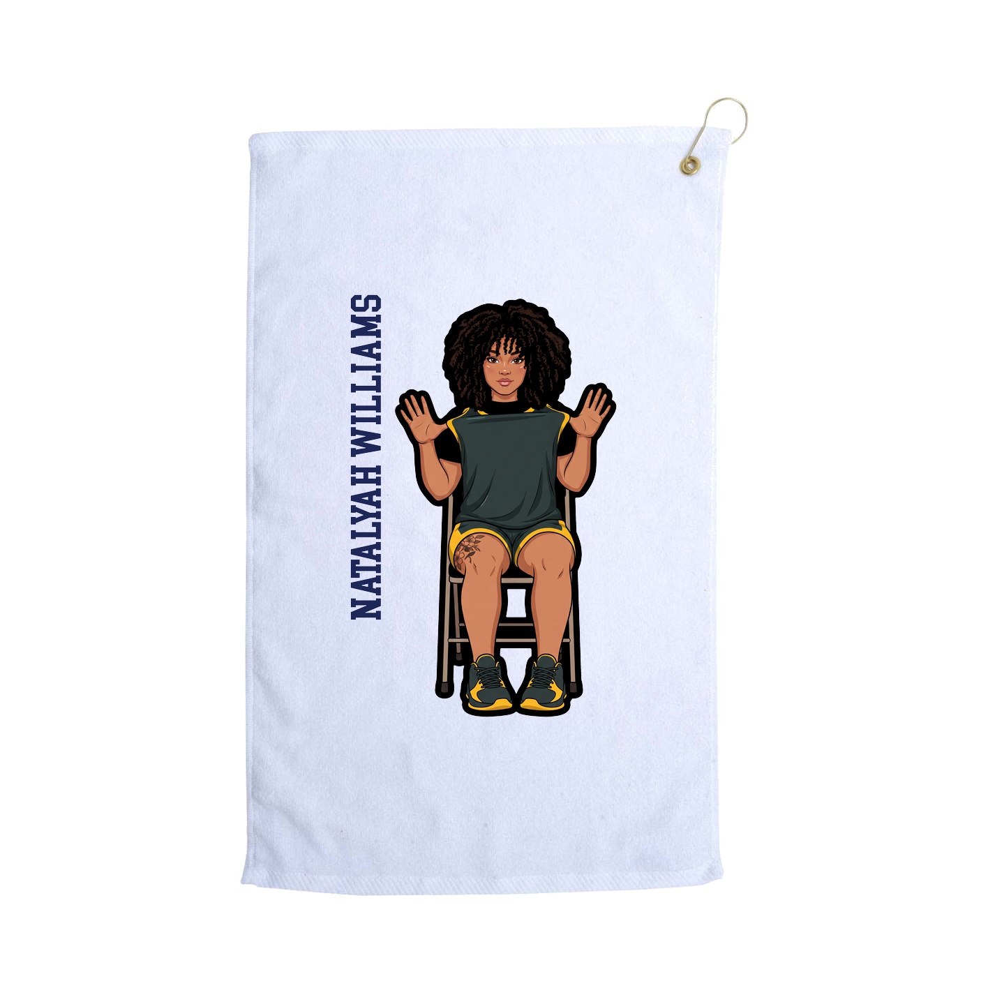 Golf Towel — Name Vertical in White