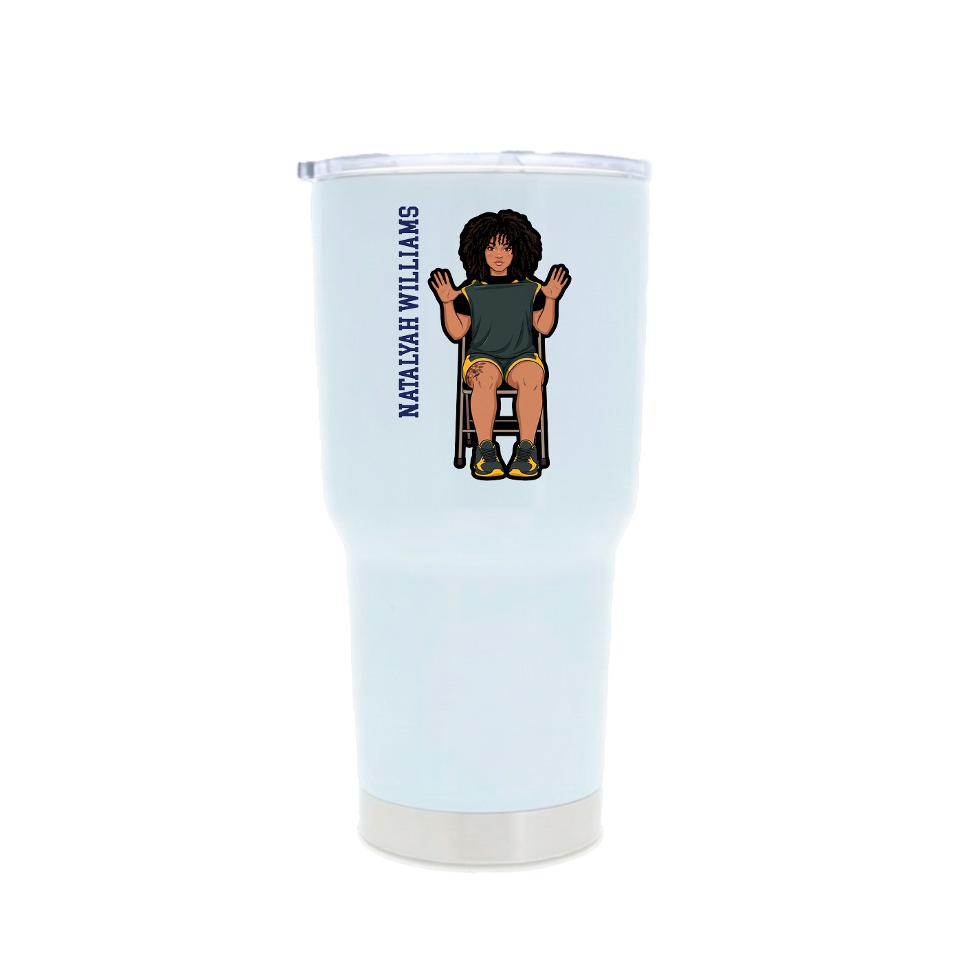 30oz Stainless Steel Tumbler — Name Vertical in White