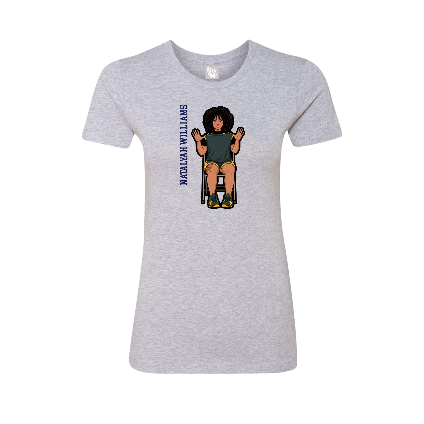 Fitted Women's Tee — Name Vertical in Grey
