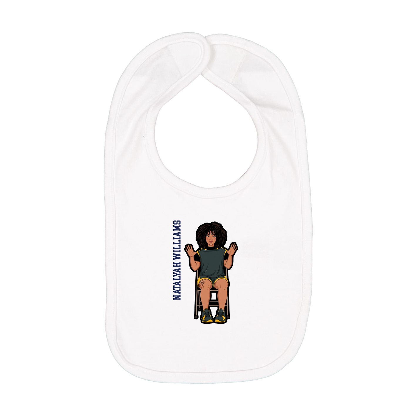 Infant Bib — Name Vertical in White
