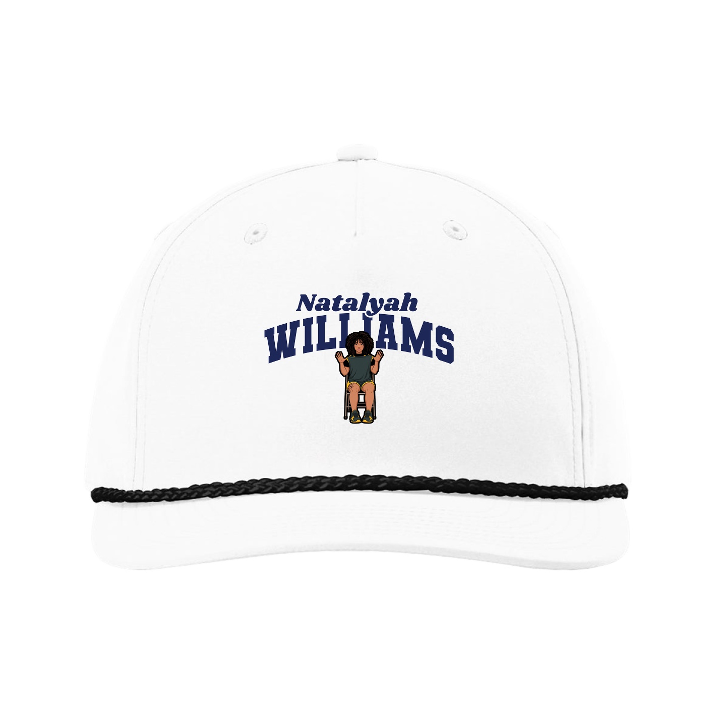 Five-Panel Classic Rope Cap — Signature Arch in White