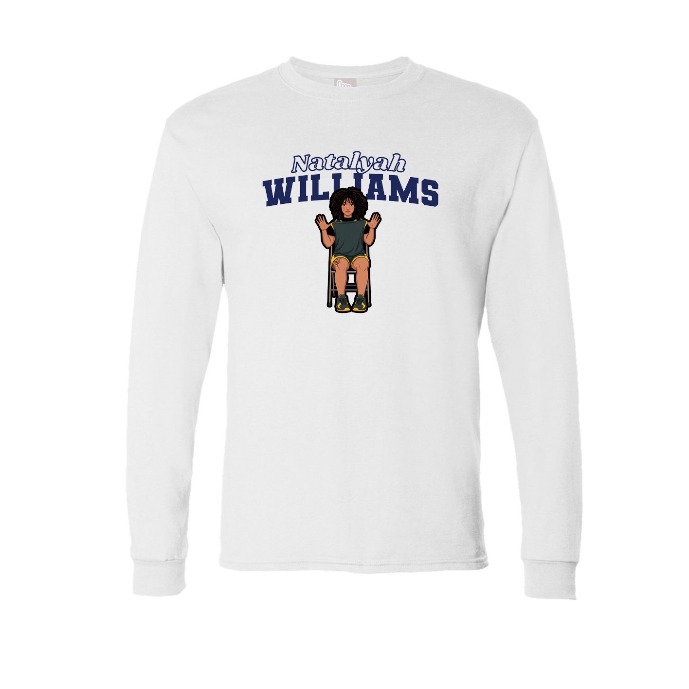 Long Sleeve Tee — Name Arch in White