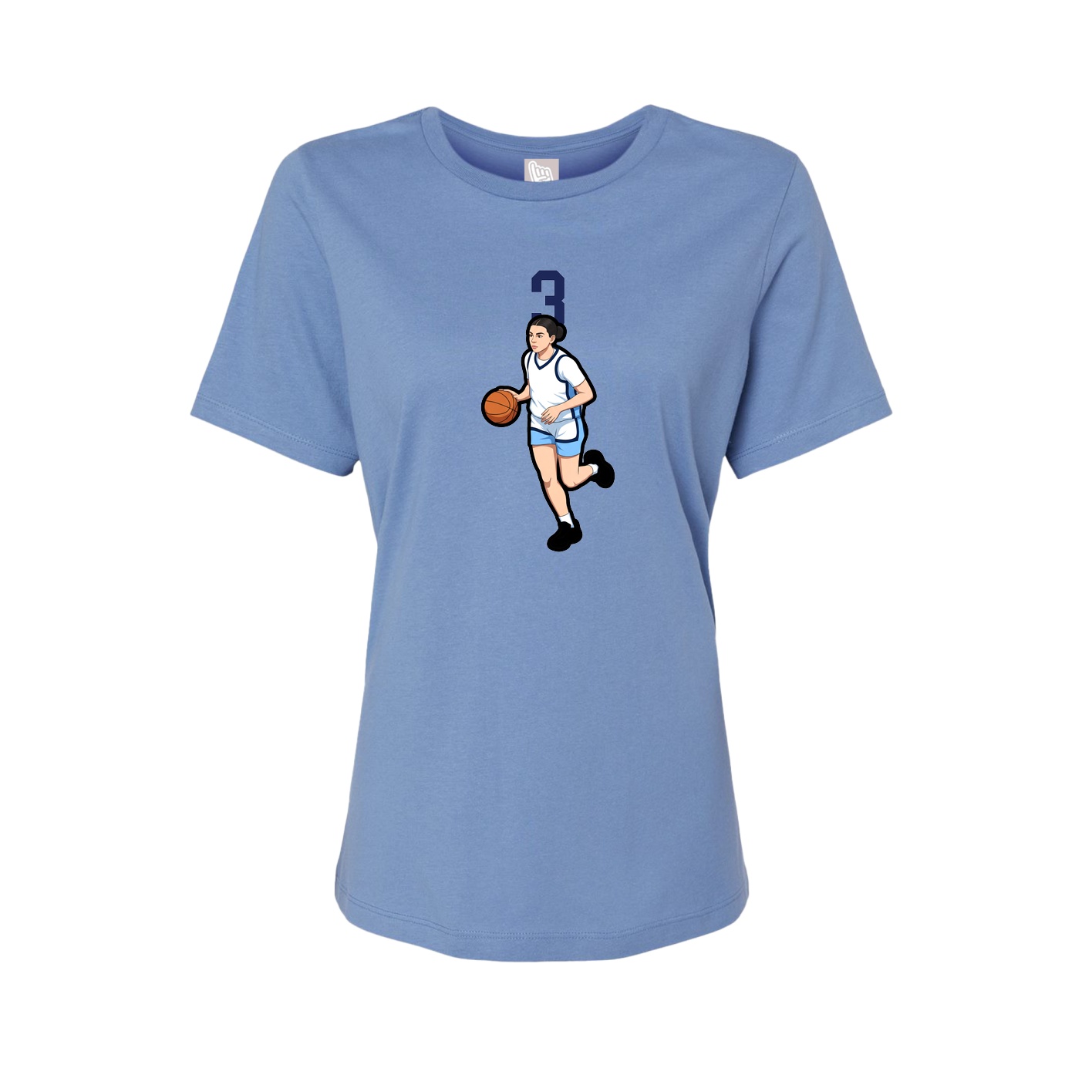 Fitted Women's Tee — Number Top in Powder Blue