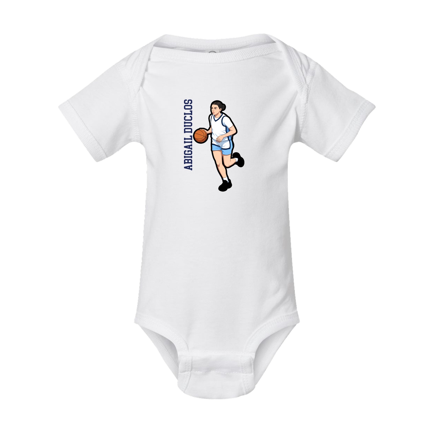 Baby Onesie — Name Vertical in White