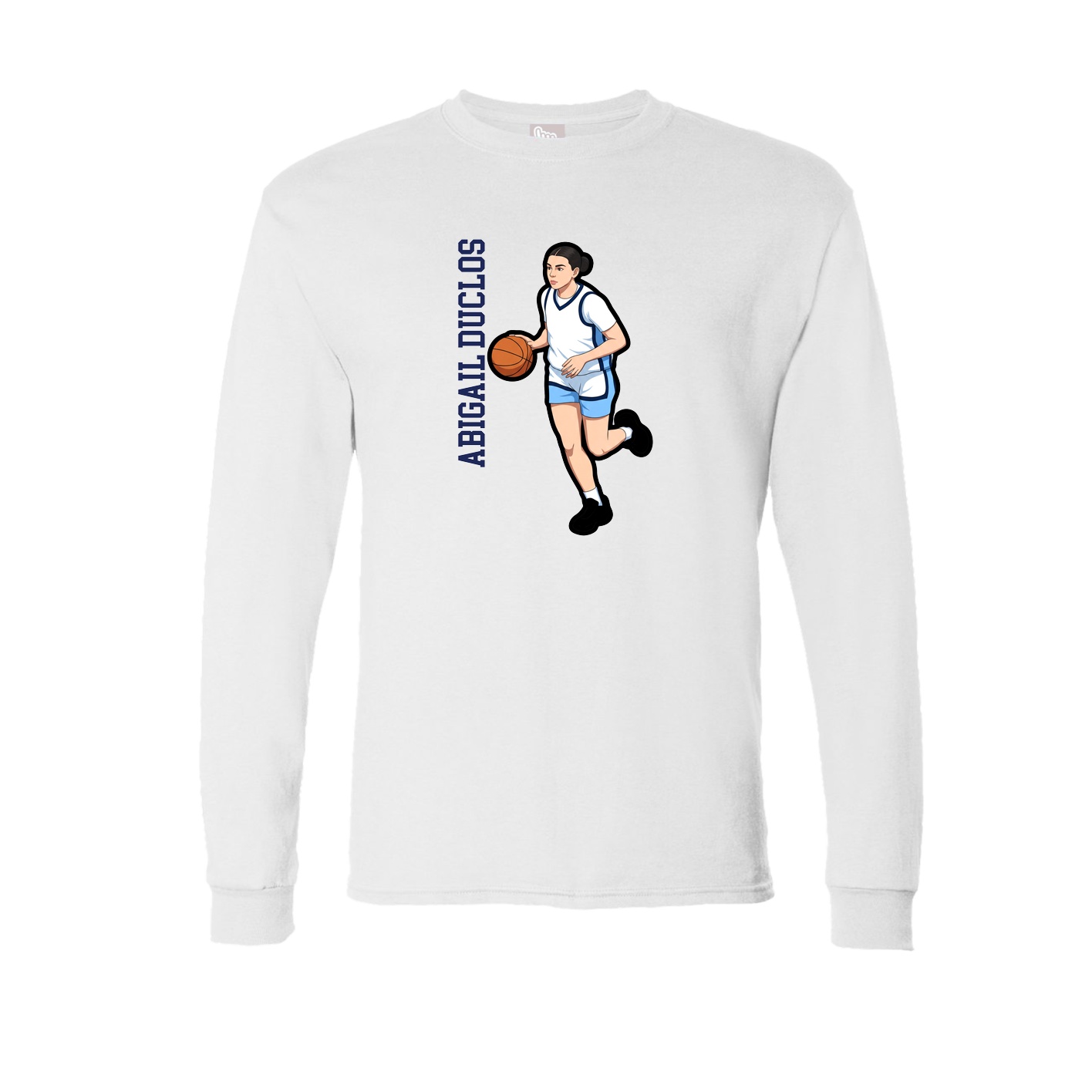 Long Sleeve Tee — Name Vertical in White