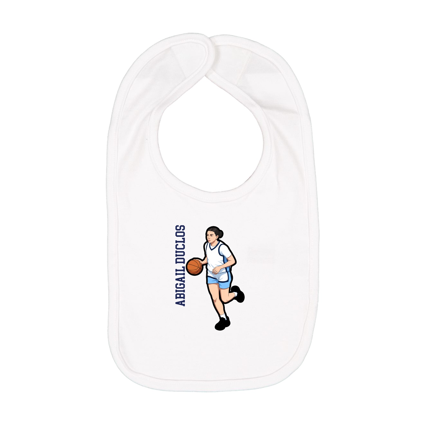 Infant Bib — Name Vertical in White