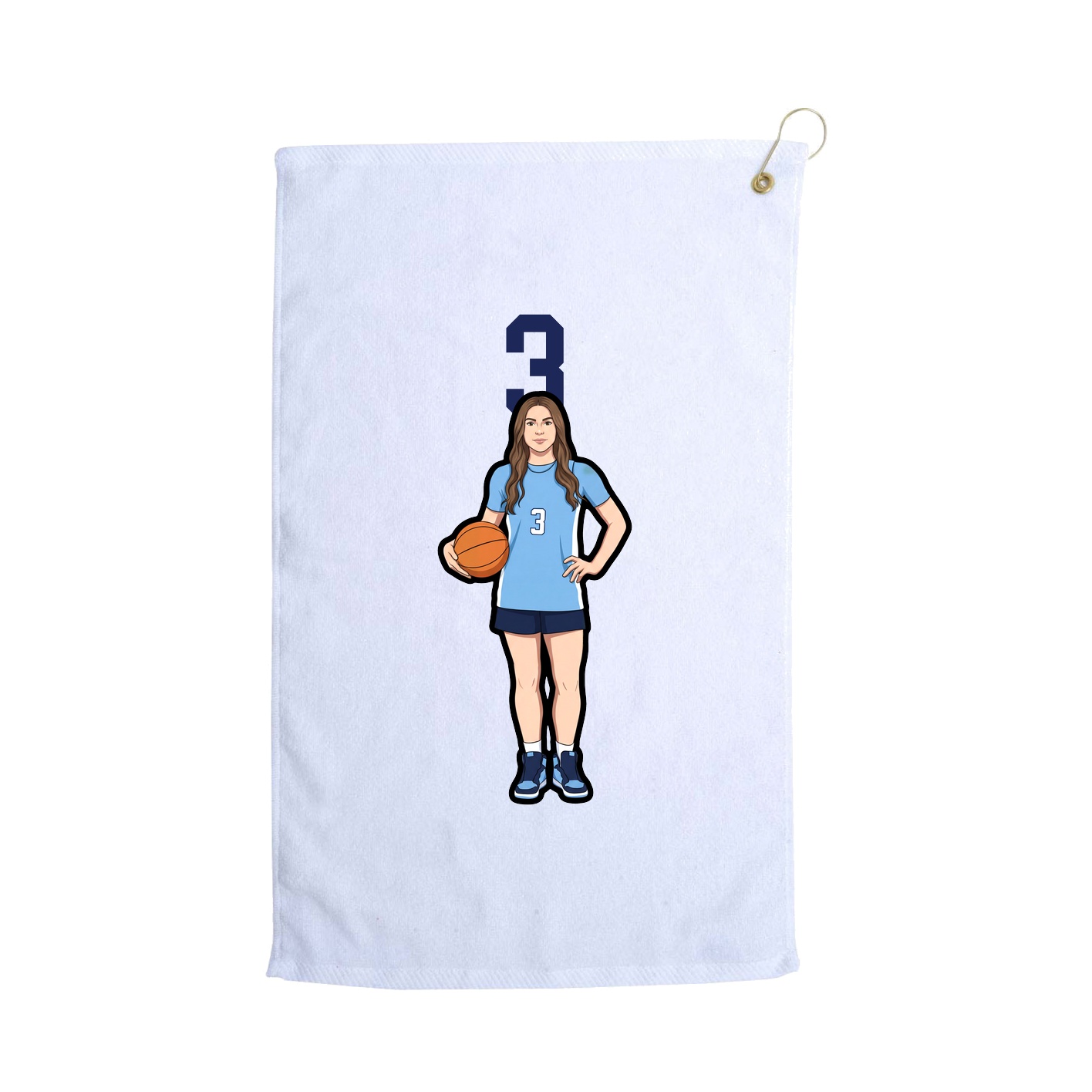 Golf Towel — Number Top in White