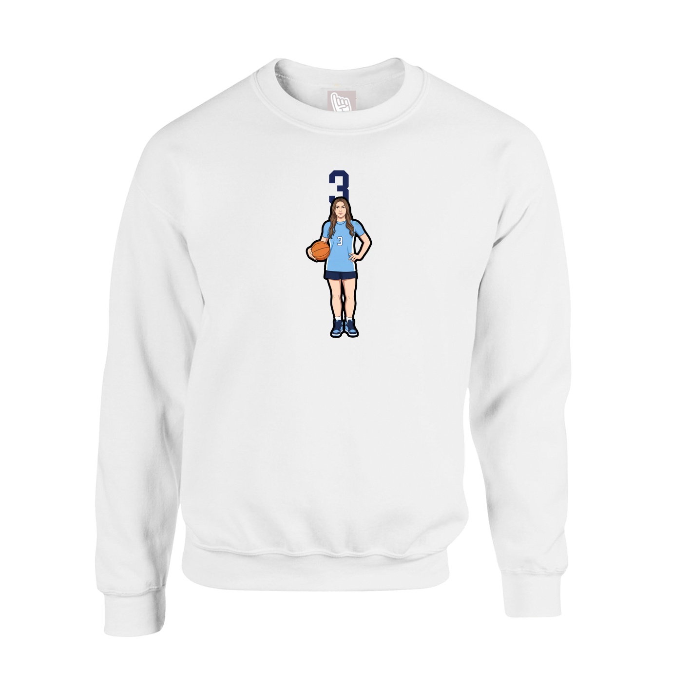 Fleece Crew — Number Top in White