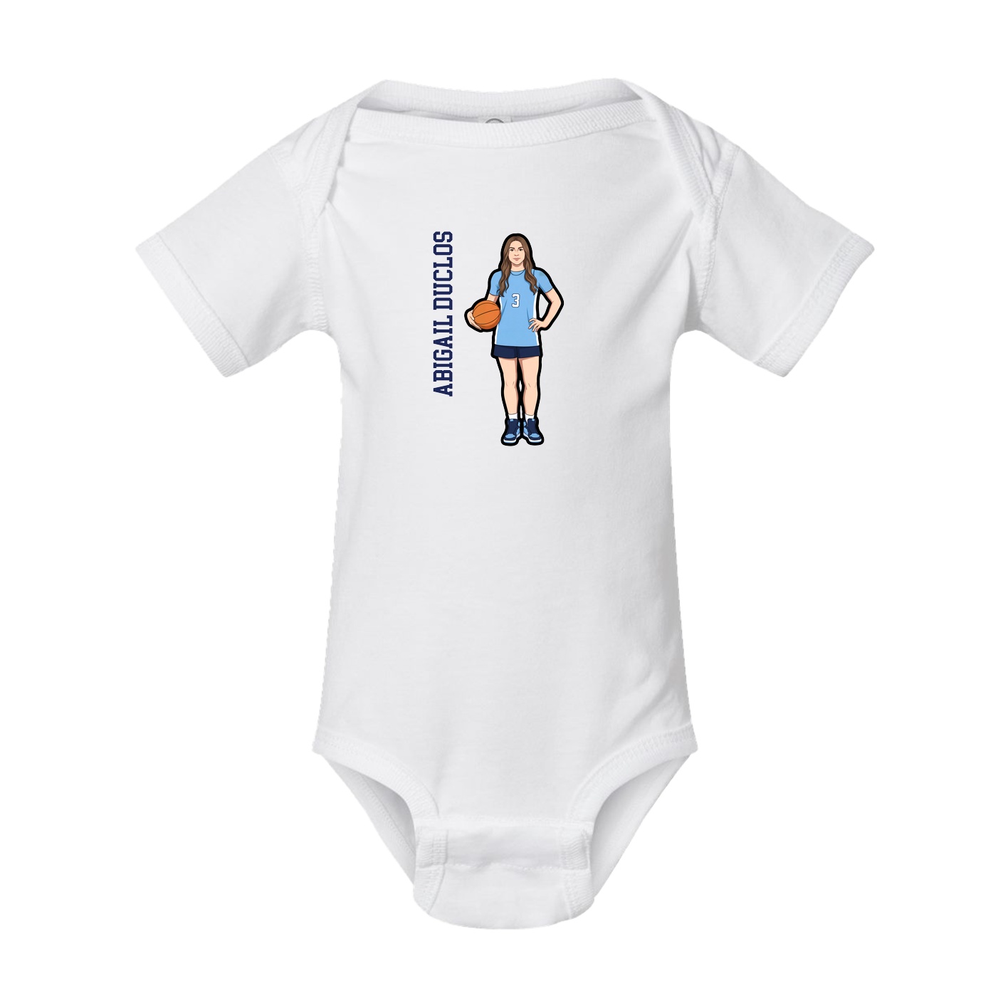 Baby Onesie — Name Vertical in White