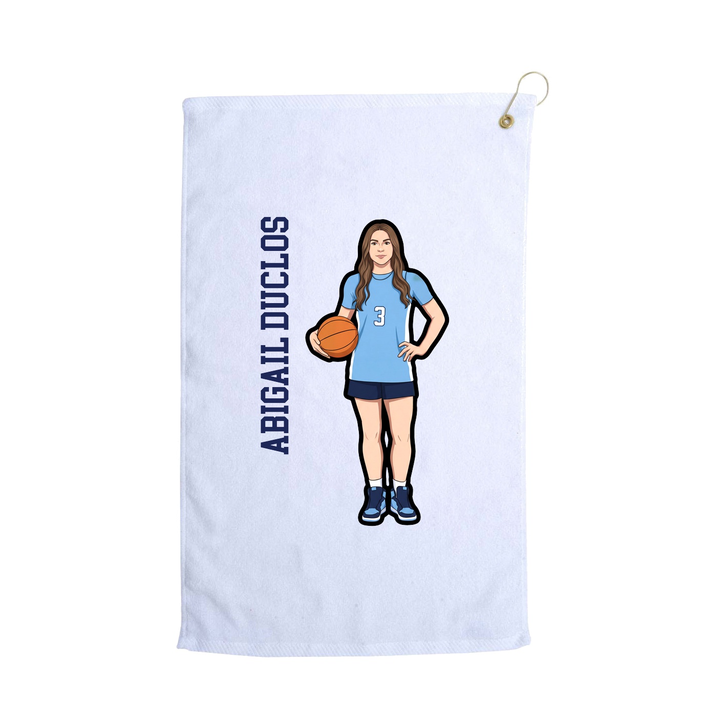 Golf Towel — Name Vertical in White