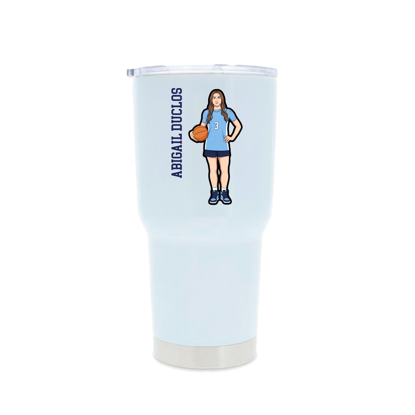 30oz Stainless Steel Tumbler — Name Vertical in White