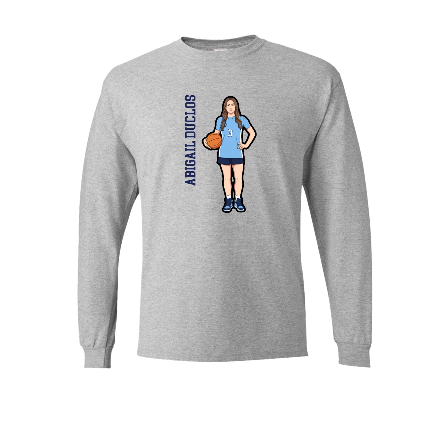 Long Sleeve Tee — Name Vertical in Grey