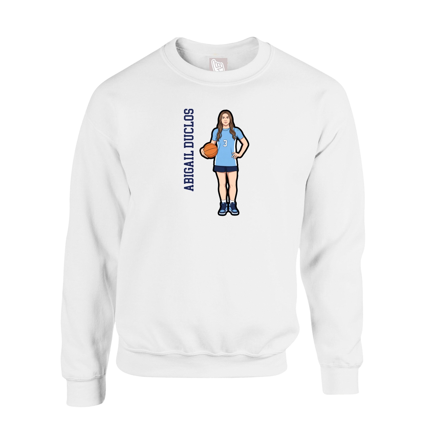 Fleece Crew — Name Vertical in White