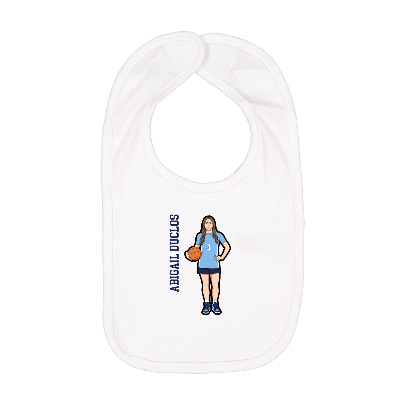 Infant Bib — Name Vertical in White