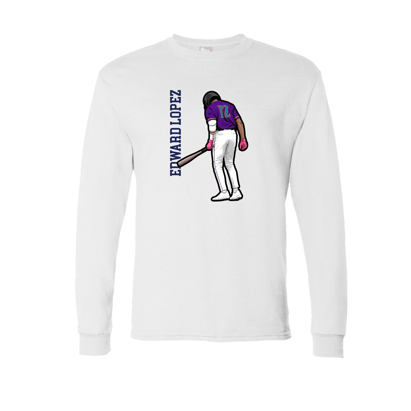 Long Sleeve Tee — Name Vertical in White