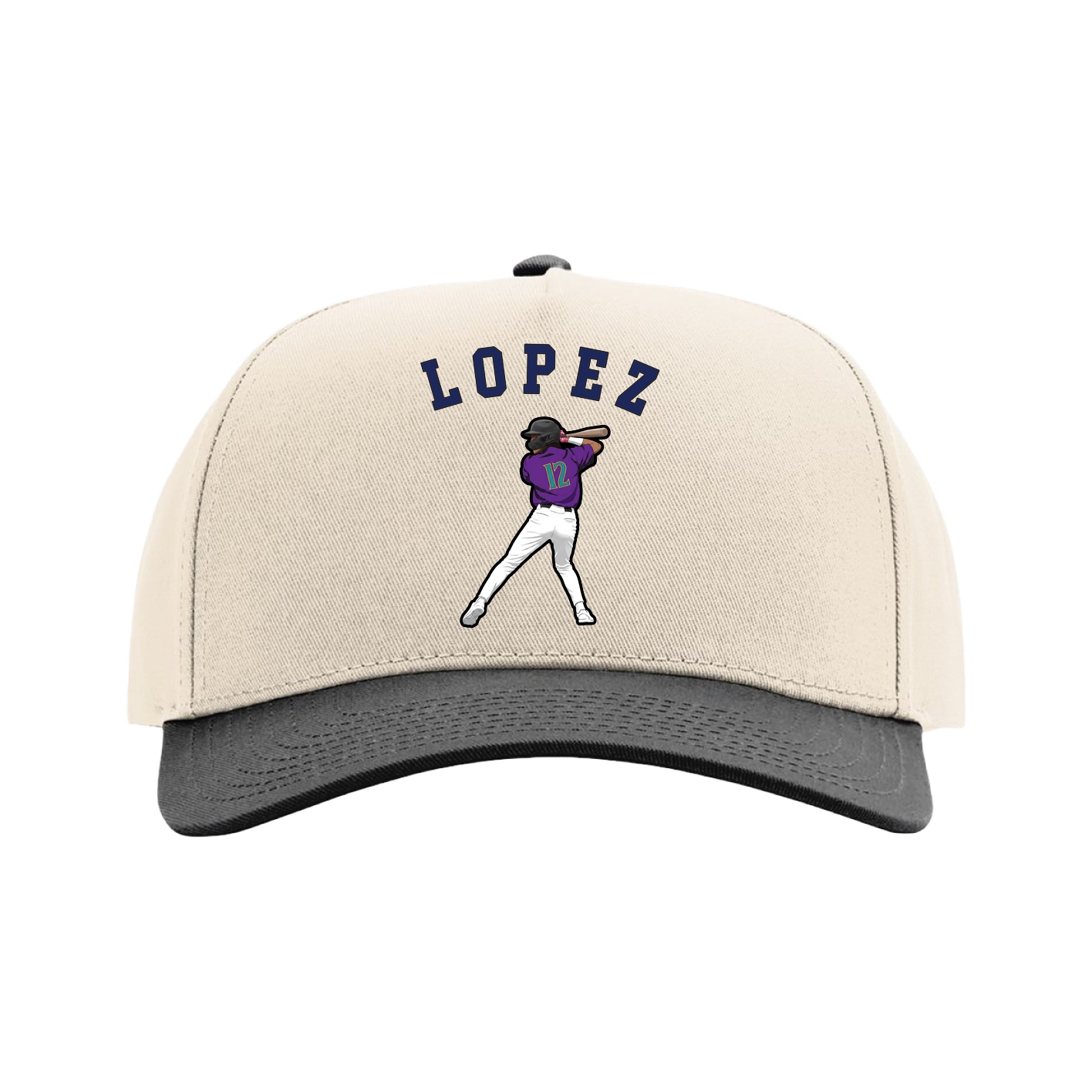 Full Fabric Five-Panel Champ Cap — Shirsey Arch in Cream/Black