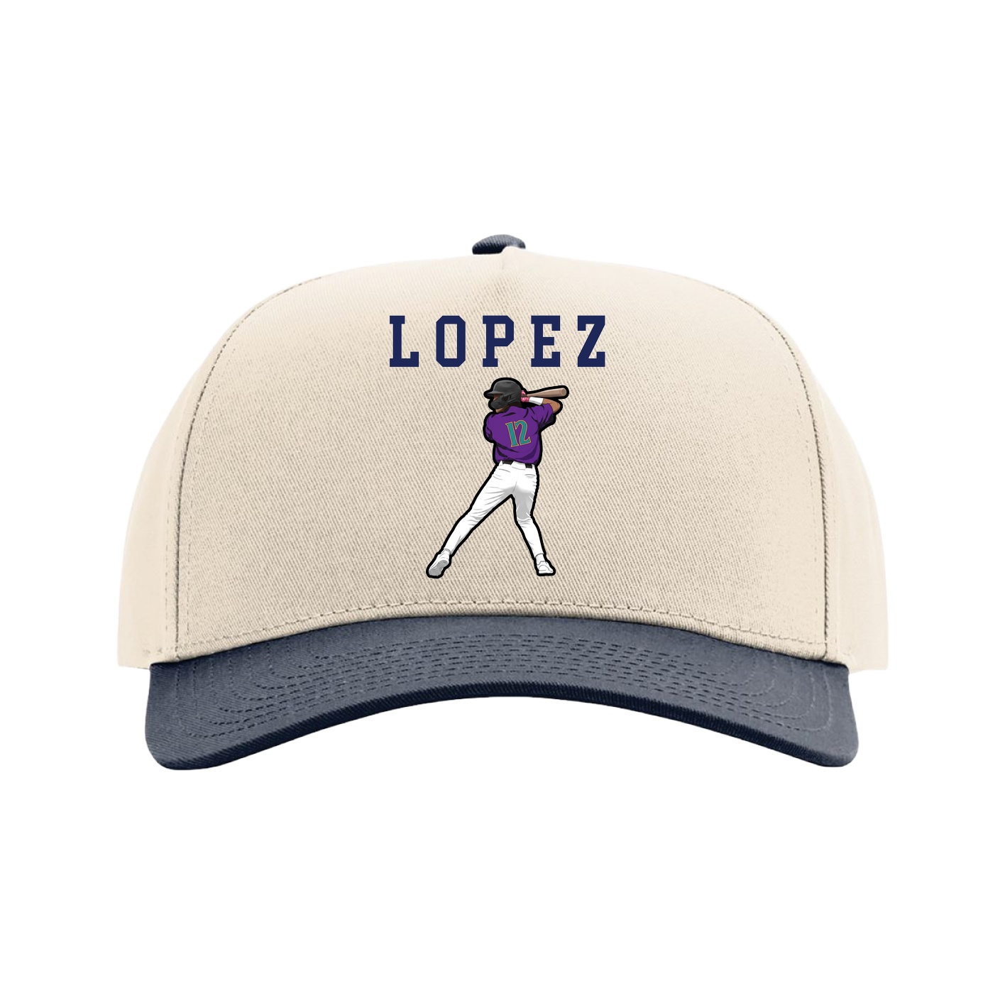 Full Fabric Five-Panel Champ Cap — Shirsey in Cream/Navy