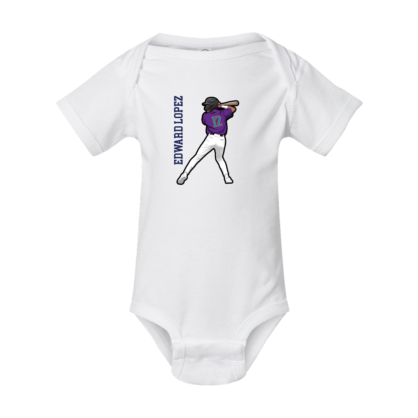 Baby Onesie — Name Vertical in White