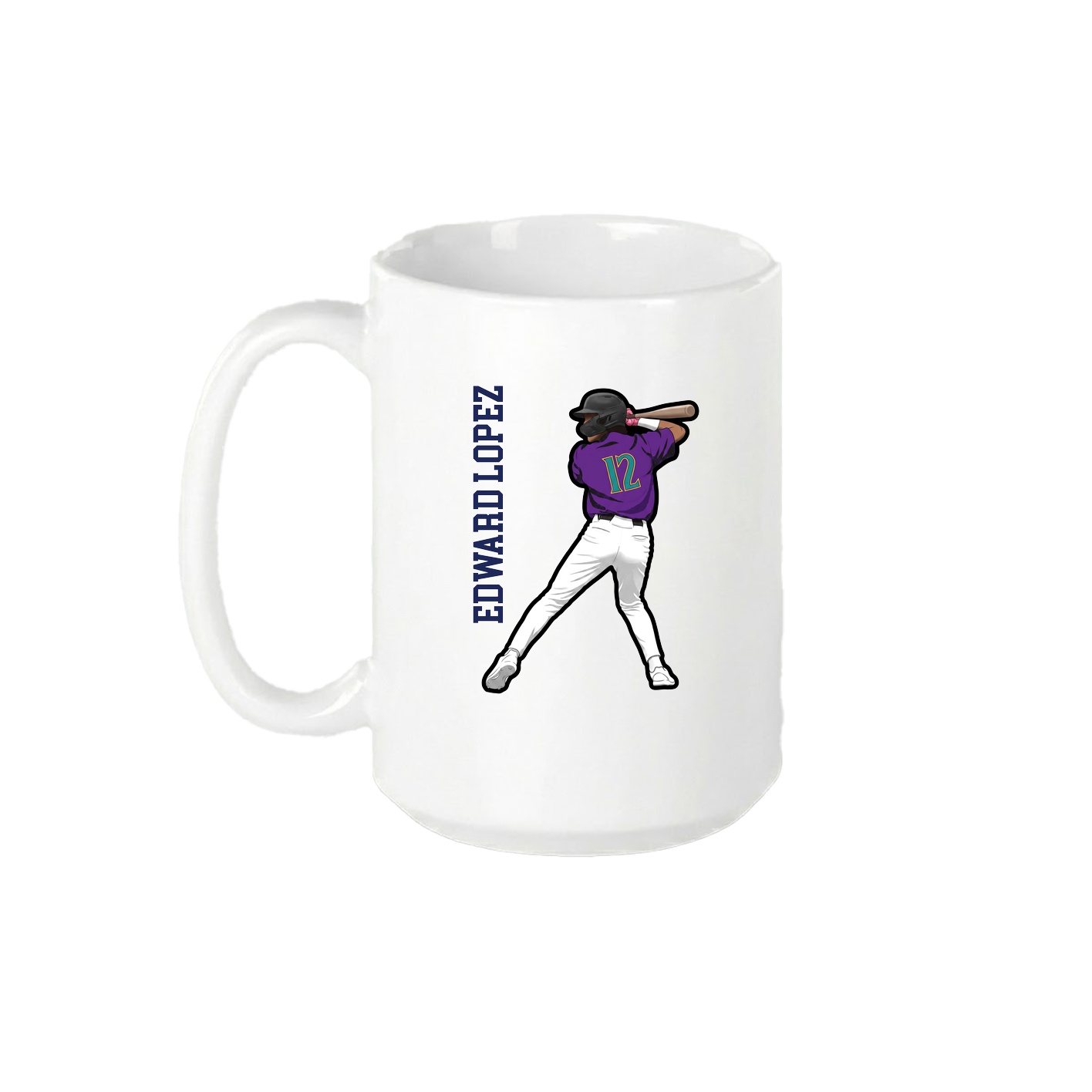 15oz Coffee Mug — Name Vertical in White