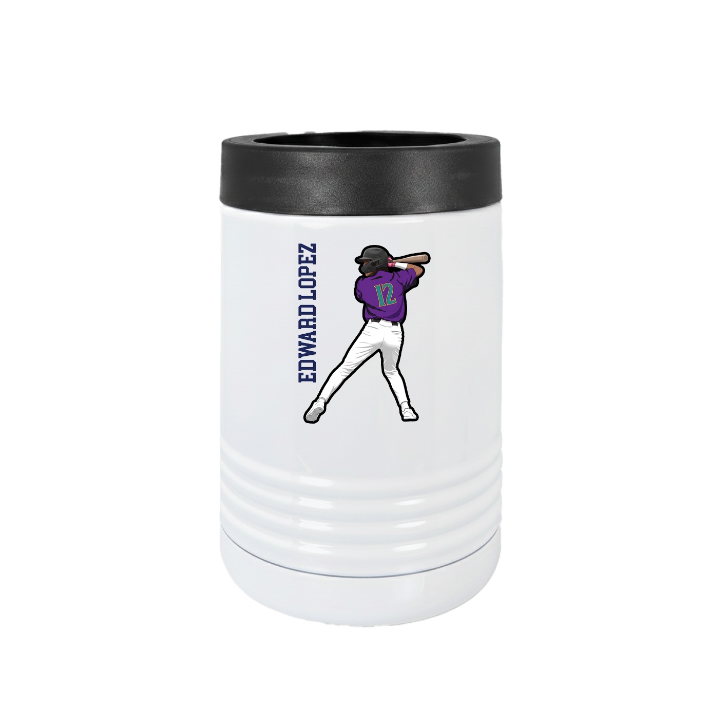 Beverage Holder — Name Vertical in White