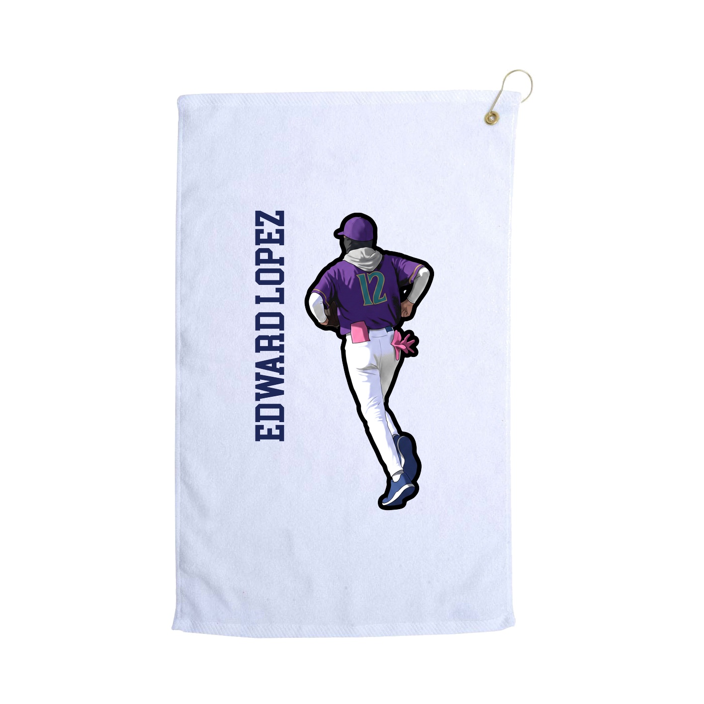 Golf Towel — Name Vertical in White