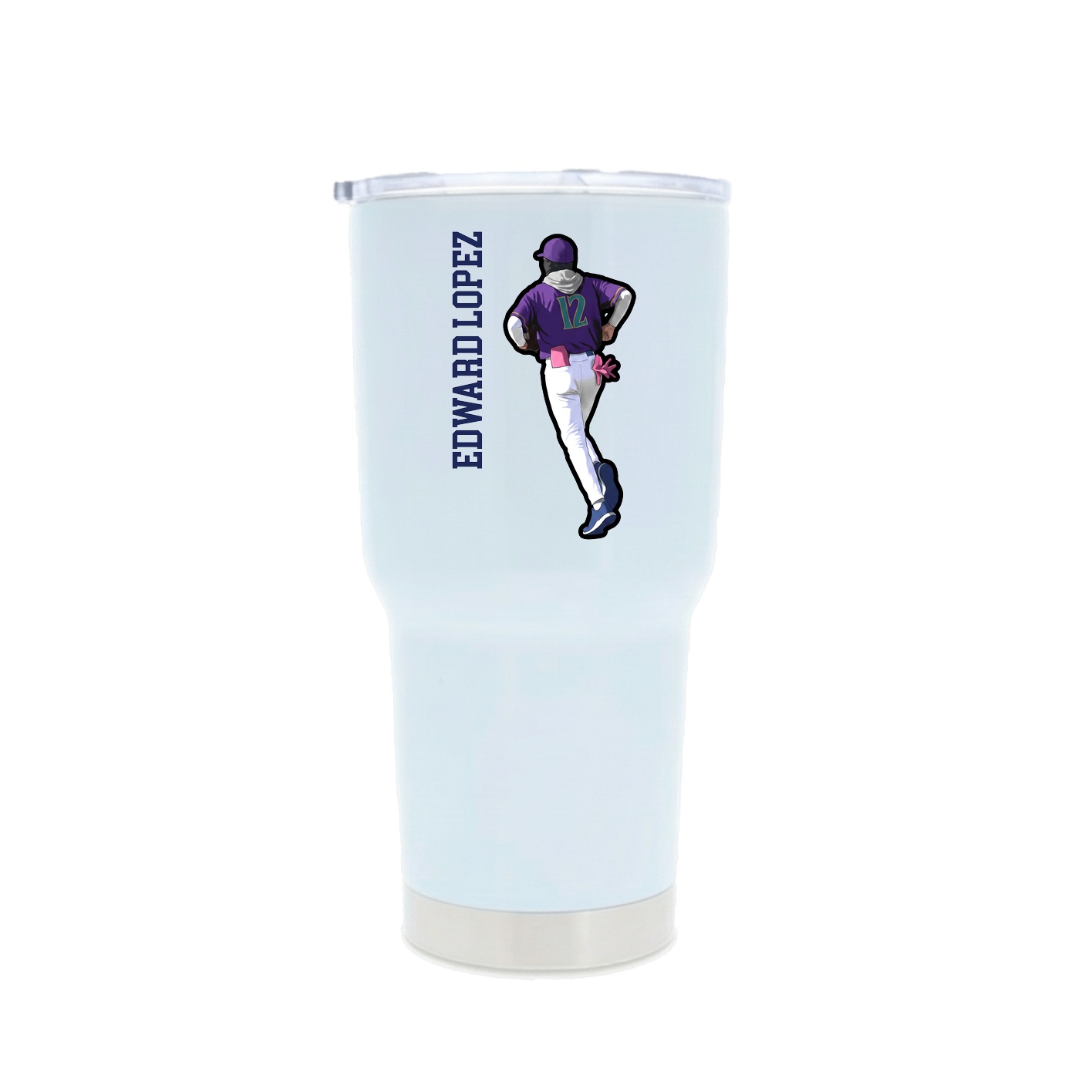 30oz Stainless Steel Tumbler — Name Vertical in White