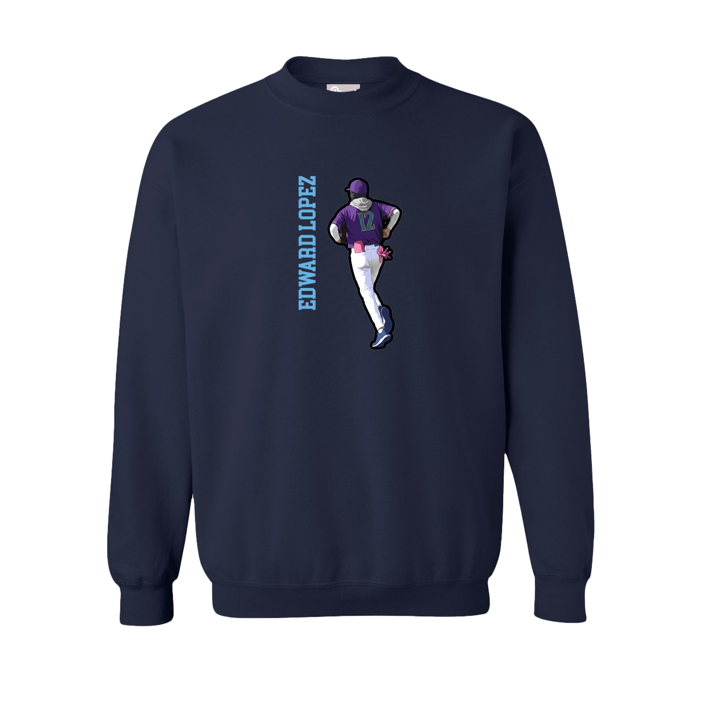 Fleece Crew — Name Vertical in Navy