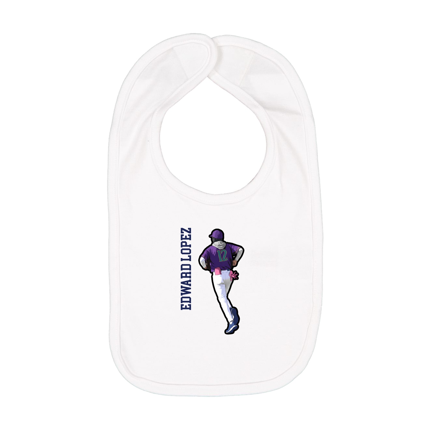Infant Bib — Name Vertical in White
