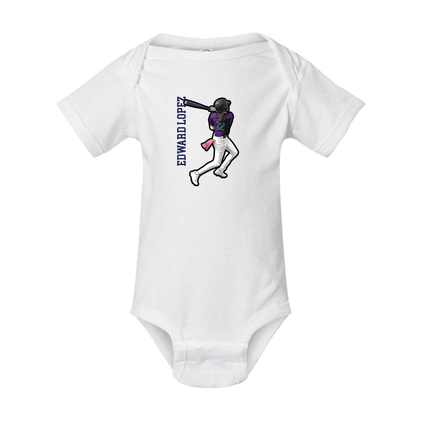 Baby Onesie — Name Vertical in White