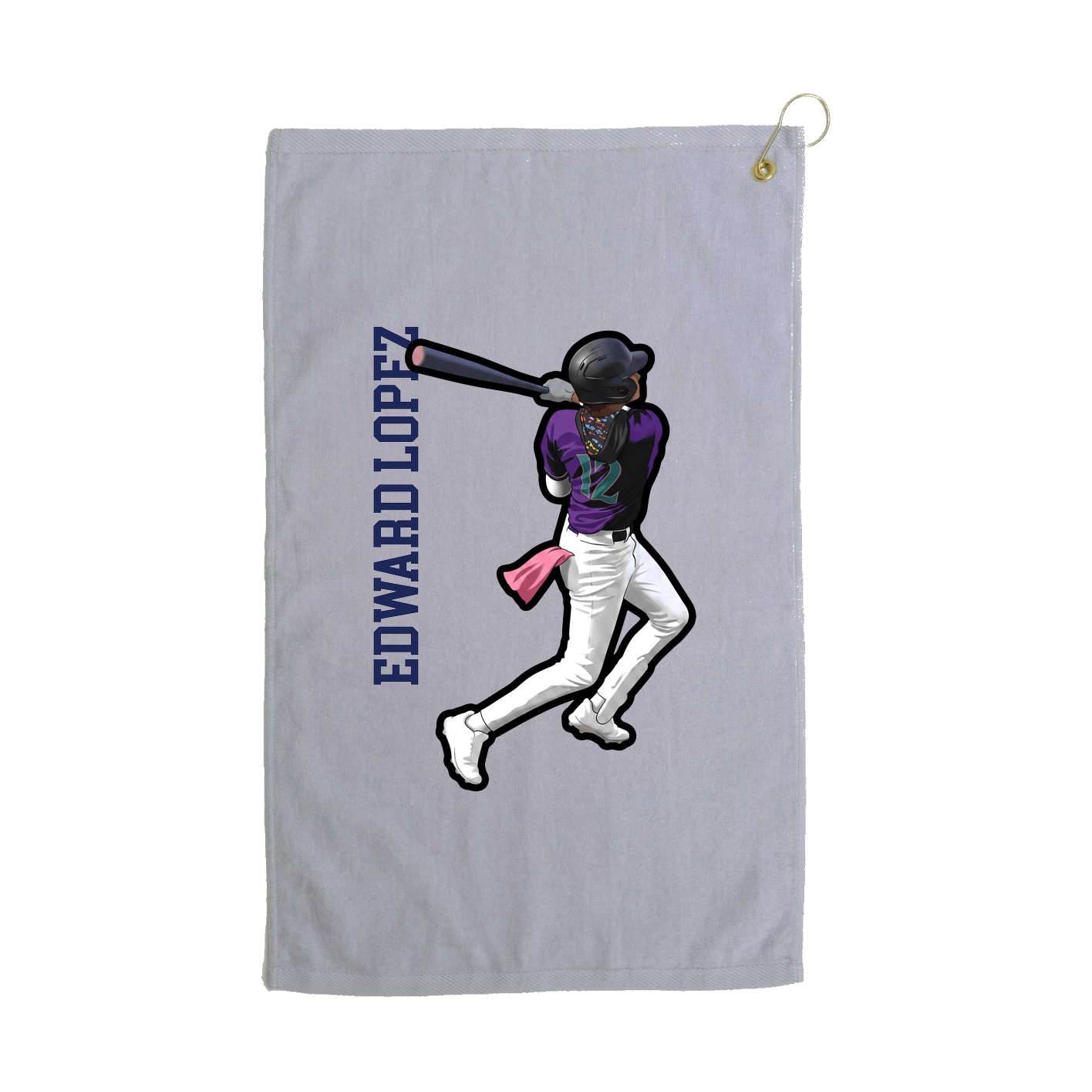 Golf Towel — Name Vertical in Grey