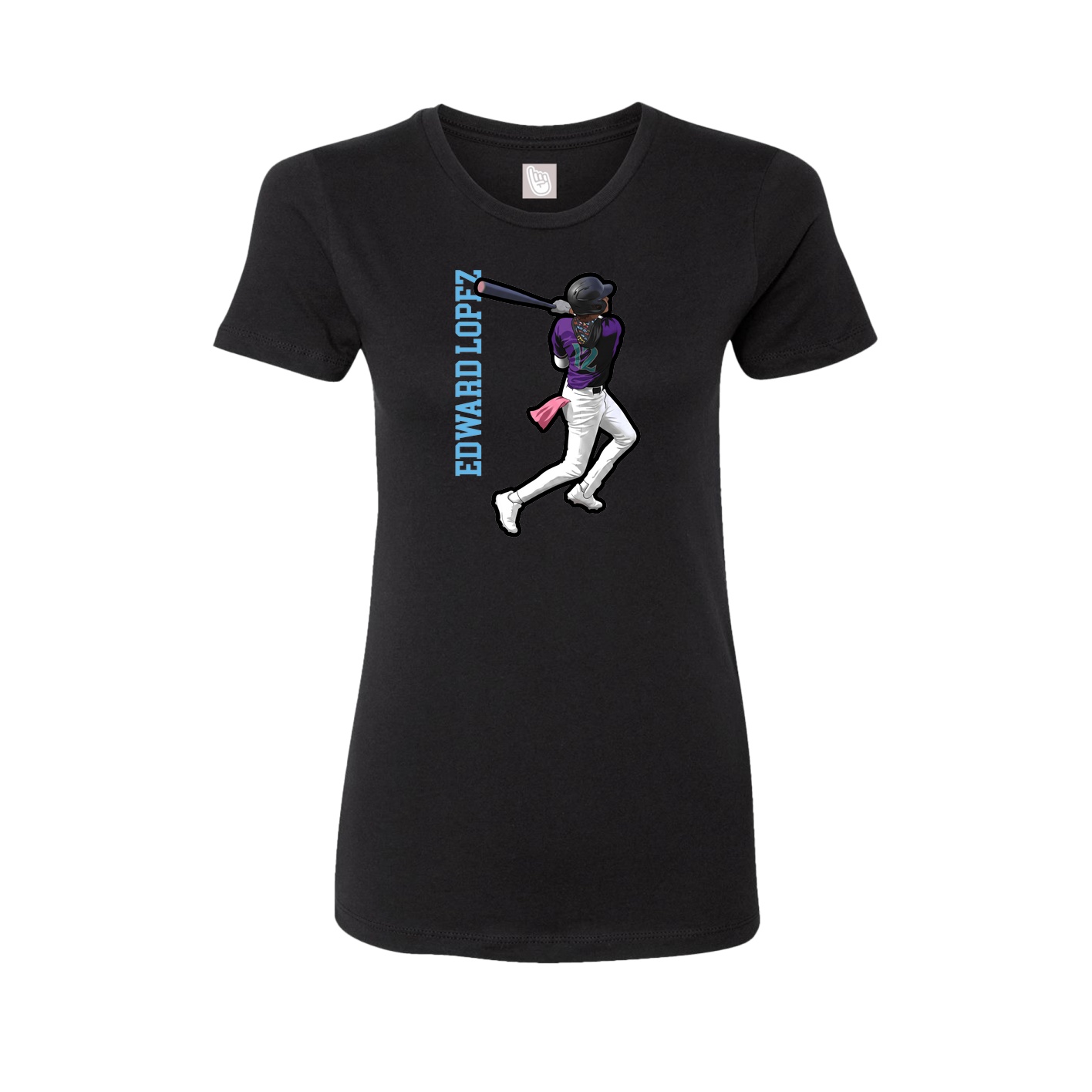 Womens Tee — Name Vertical in Black