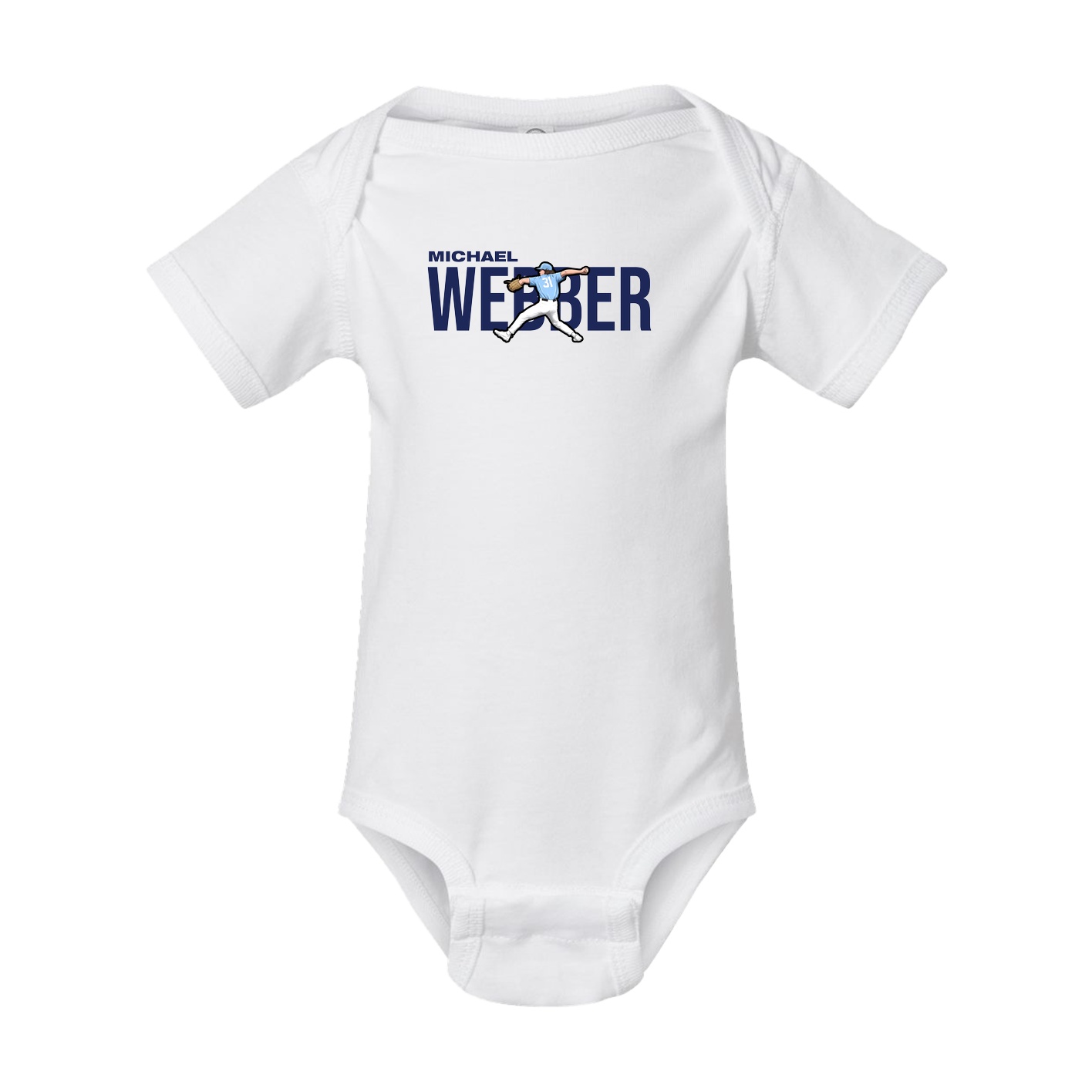 Baby Onesie — Player Name in White