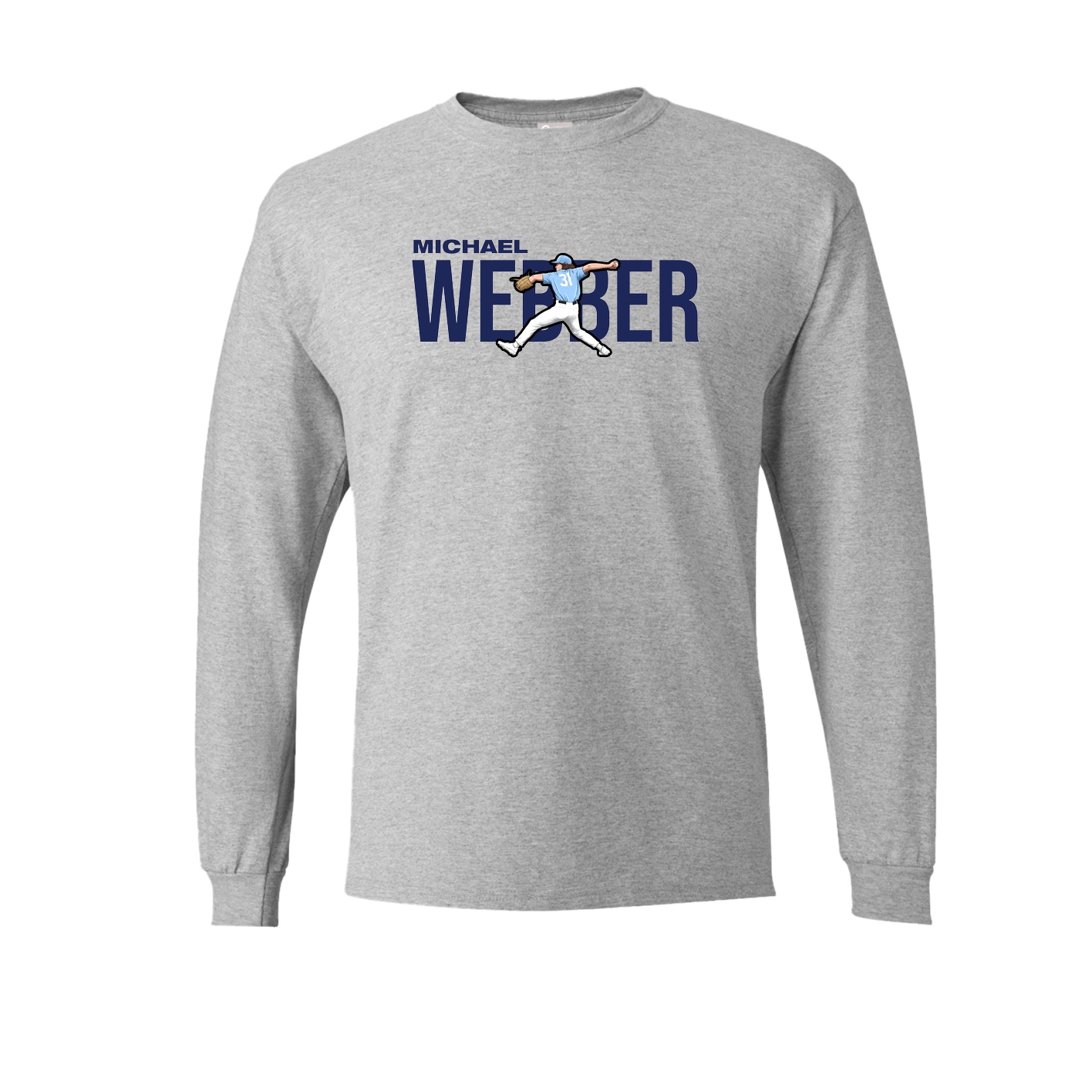 Long Sleeve Tee — Player Name in Grey