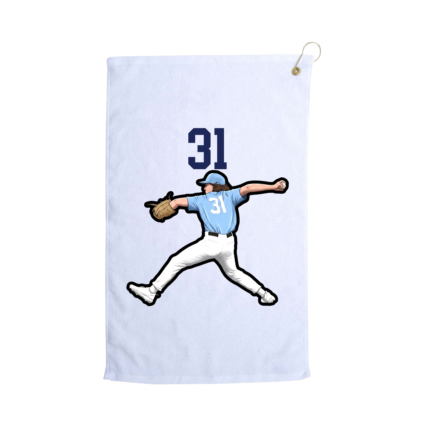 Golf Towel — Number Top in White