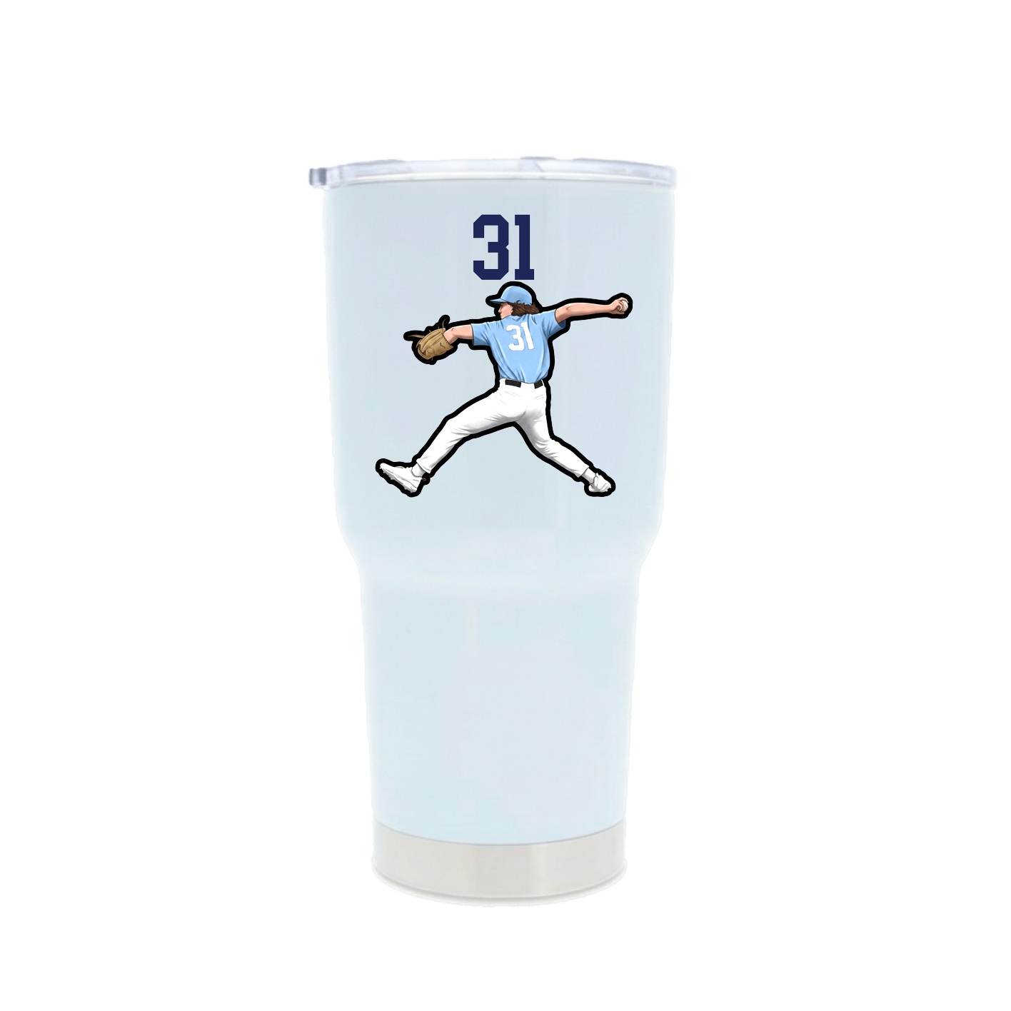 30oz Stainless Steel Tumbler — Number Top in White