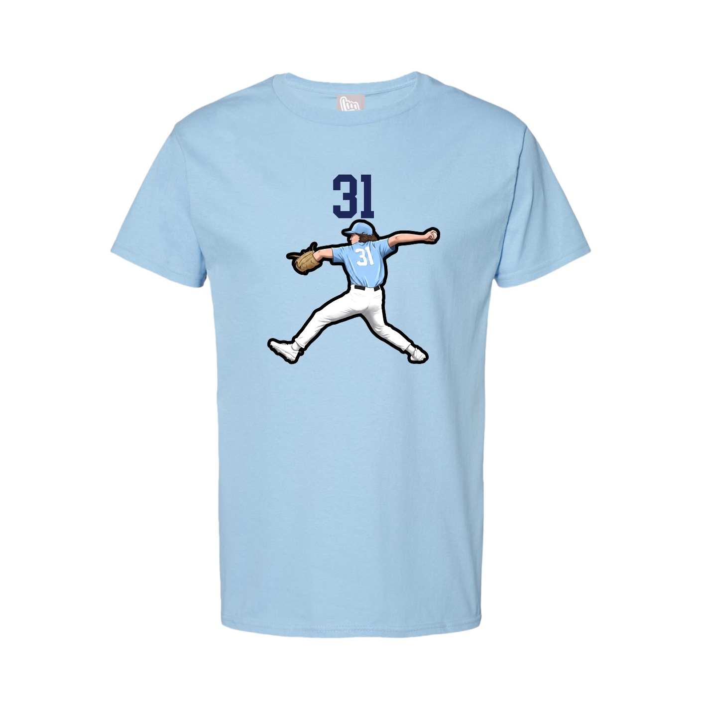 Youth Tee — Number Top in Light Blue