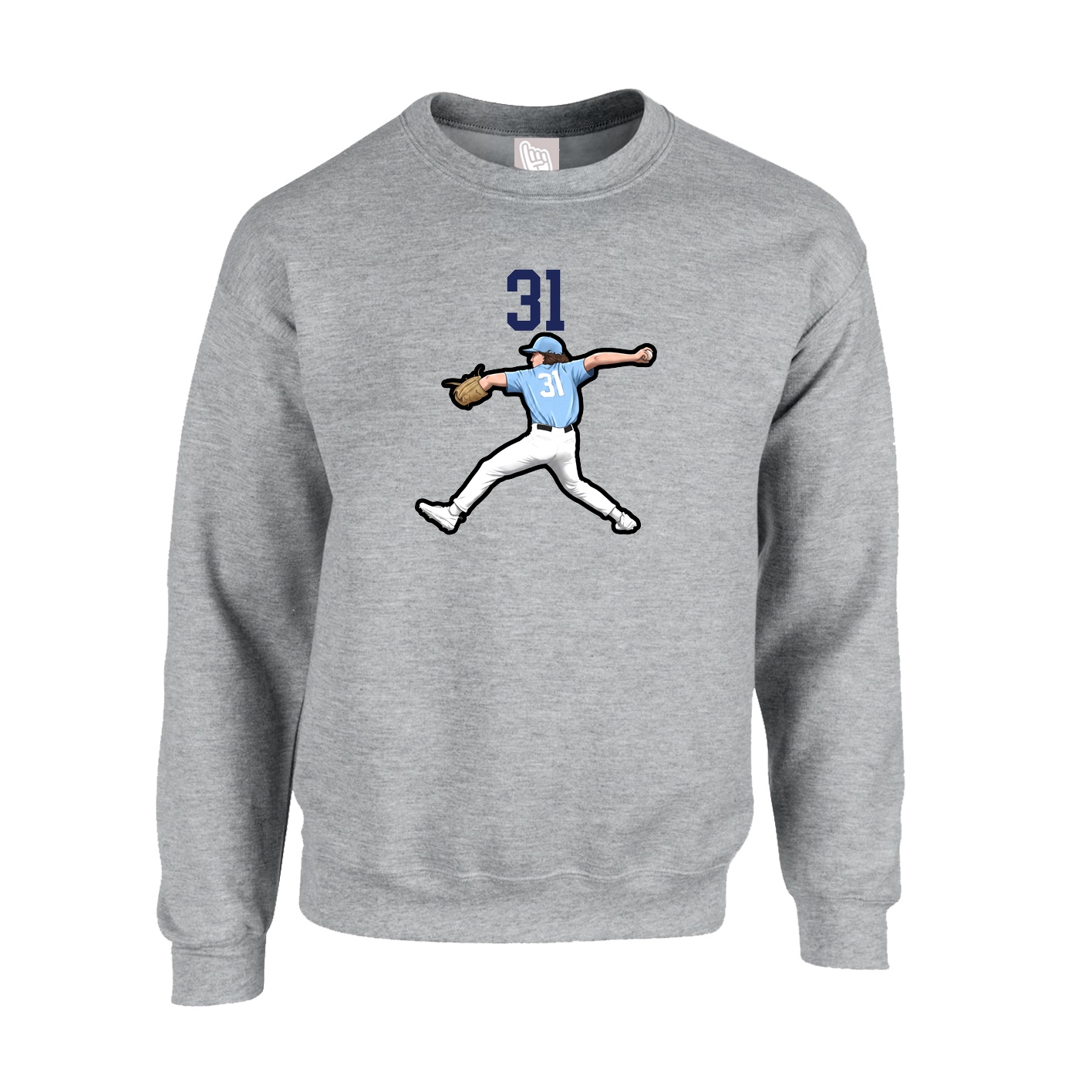Fleece Crew — Number Top in Grey