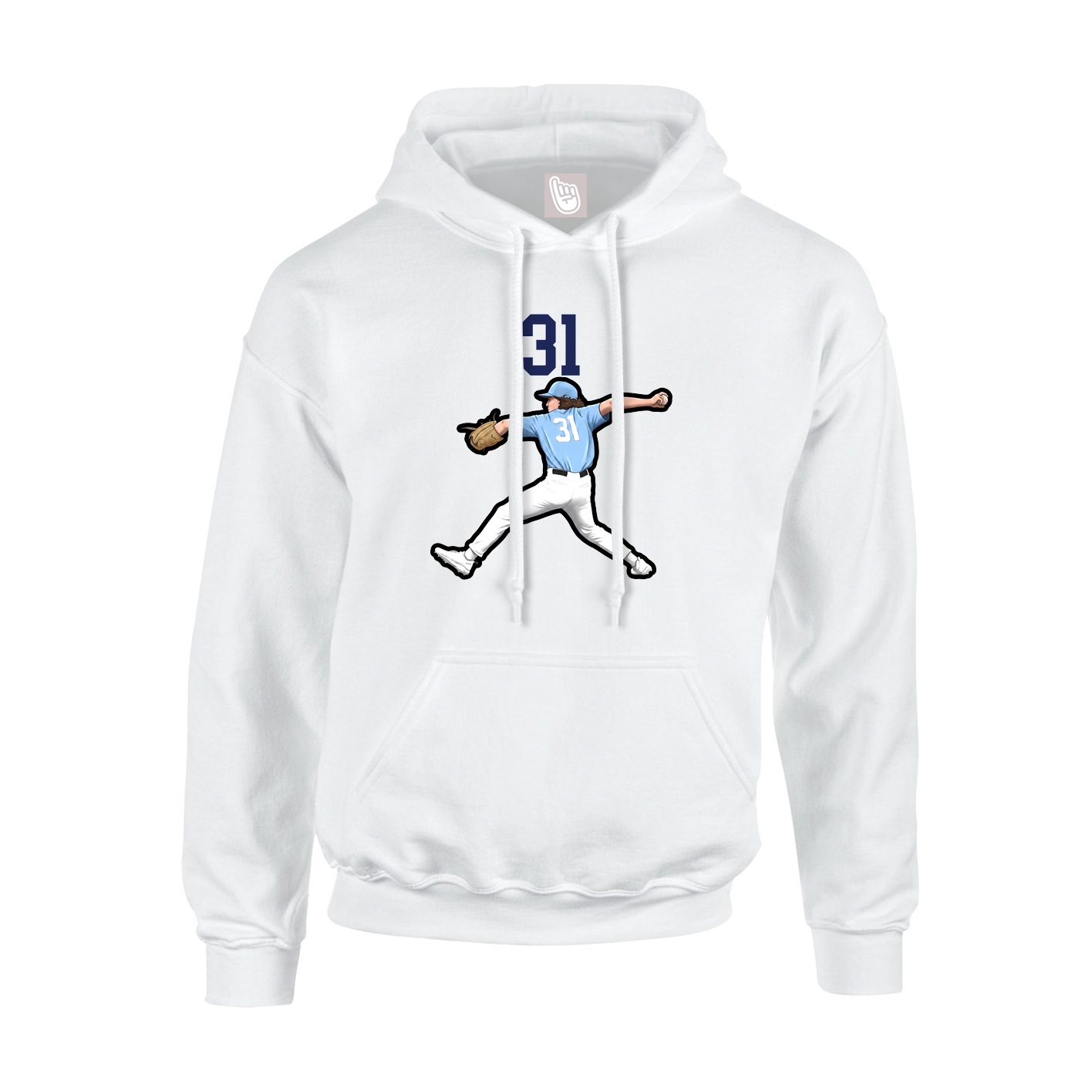 Youth Hoodie — Number Top in White