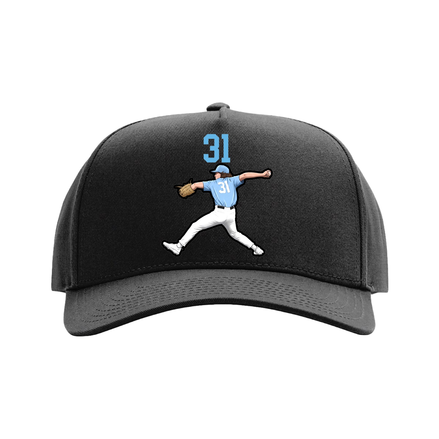 Full Fabric Five-Panel Champ Cap — Number Top in Black