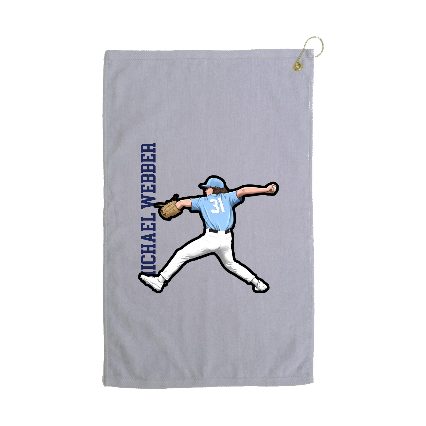 Golf Towel — Name Vertical in Grey