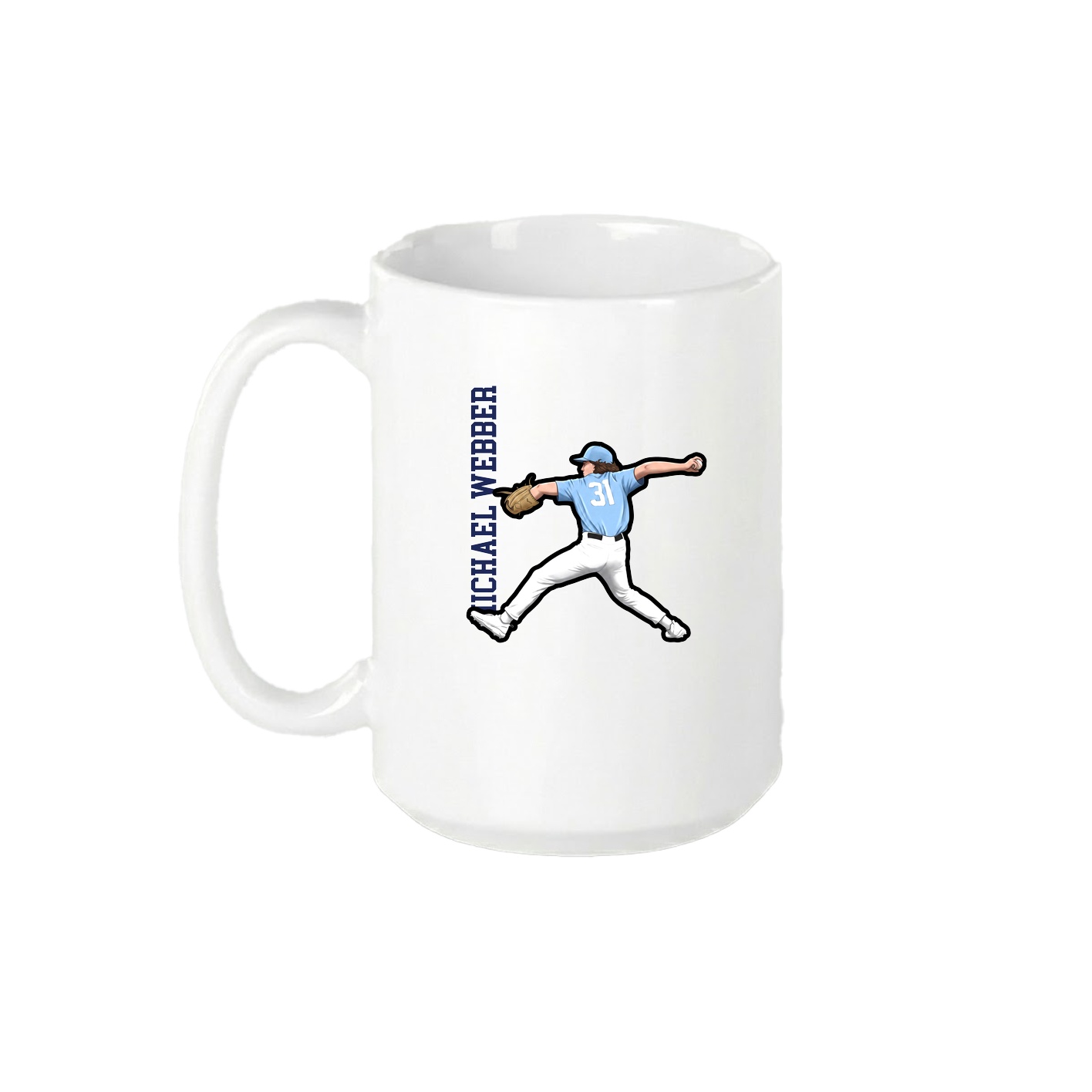 15oz Coffee Mug — Name Vertical in White