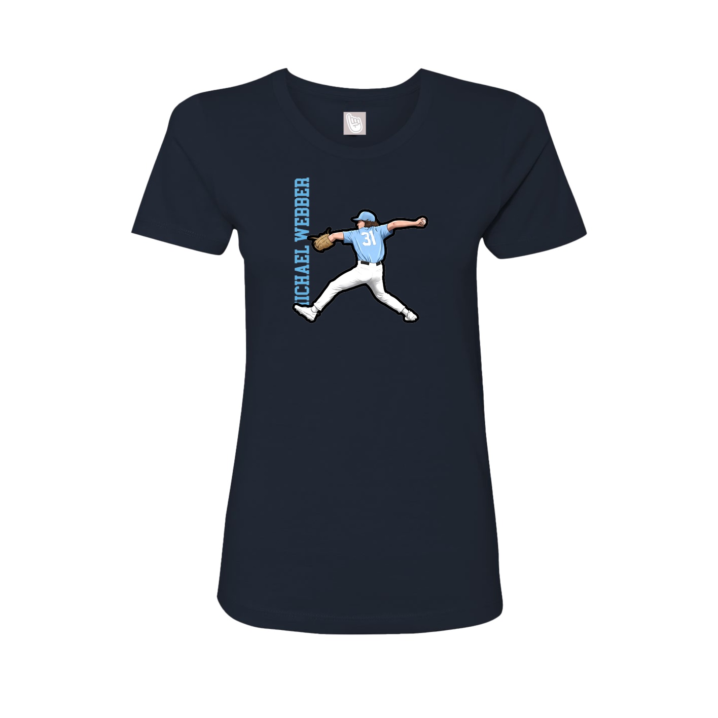 Fitted Women's Tee — Name Vertical in Navy