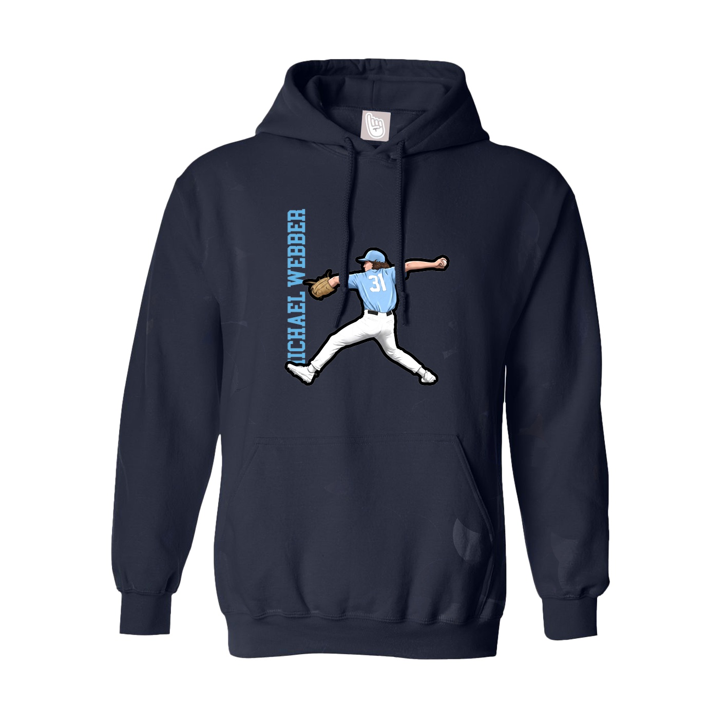 Youth Hoodie — Name Vertical in Navy