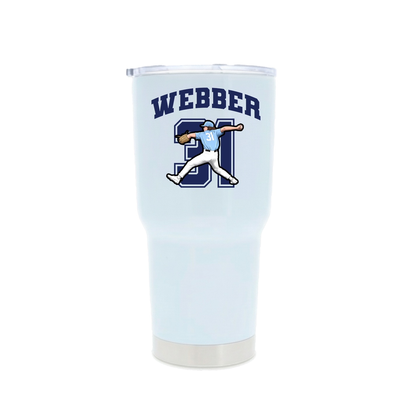 30oz Stainless Steel Tumbler — Number in White