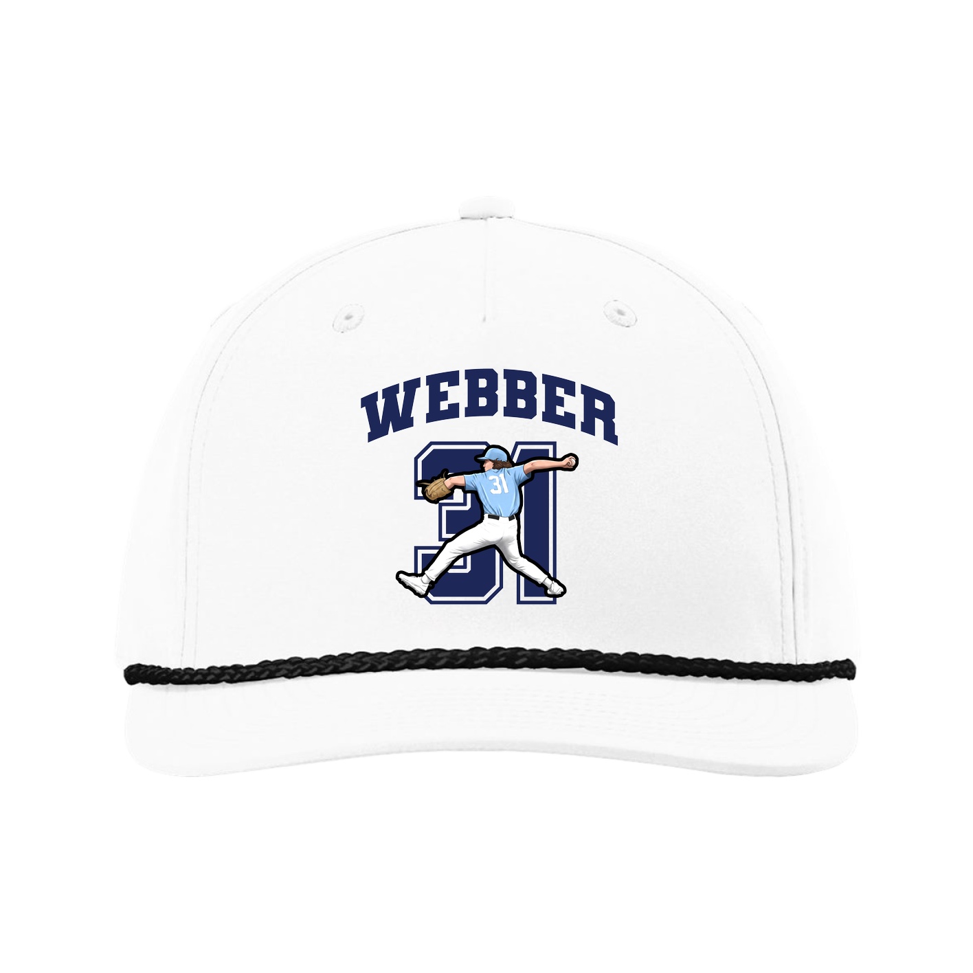 Five-Panel Classic Rope Cap — Number in White