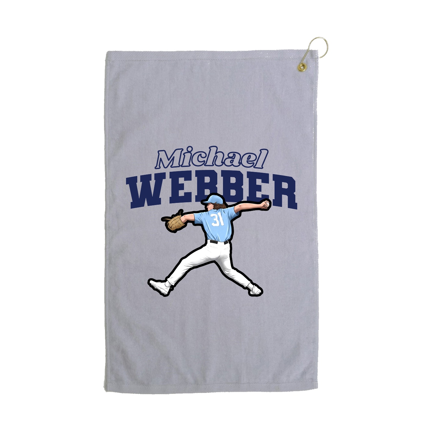 Golf Towel — Name Arch in Grey