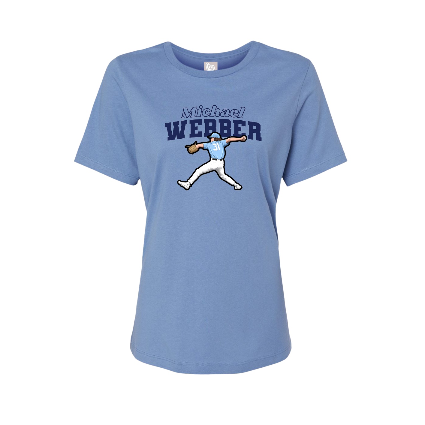 Fitted Women's Tee — Name Arch in Powder Blue