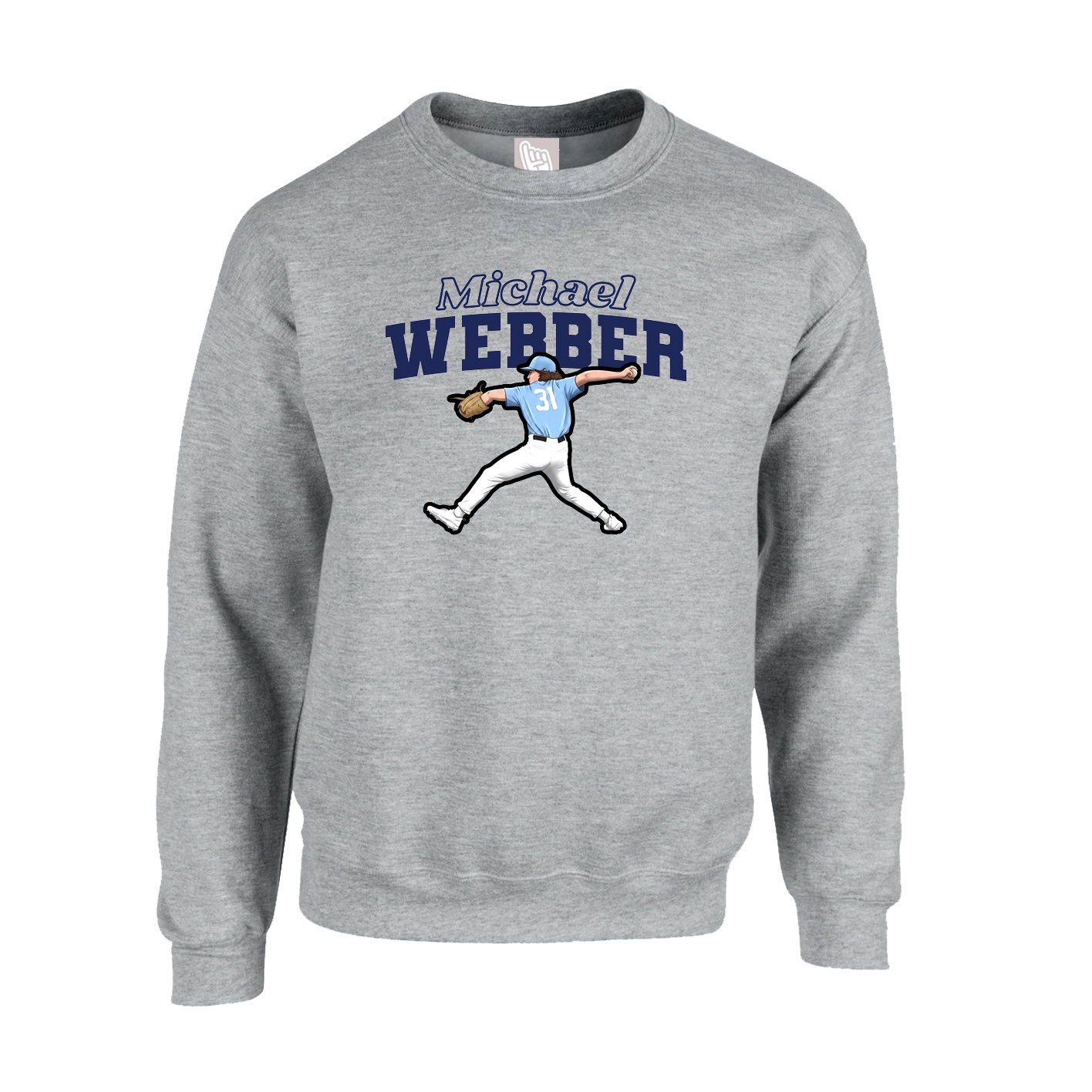 Fleece Crew — Name Arch in Grey