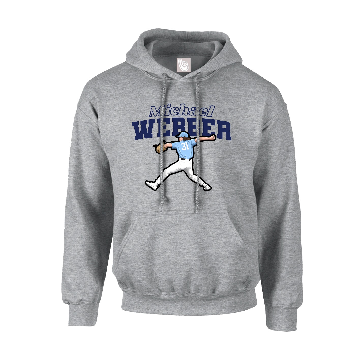 Youth Hoodie — Name Arch in Grey