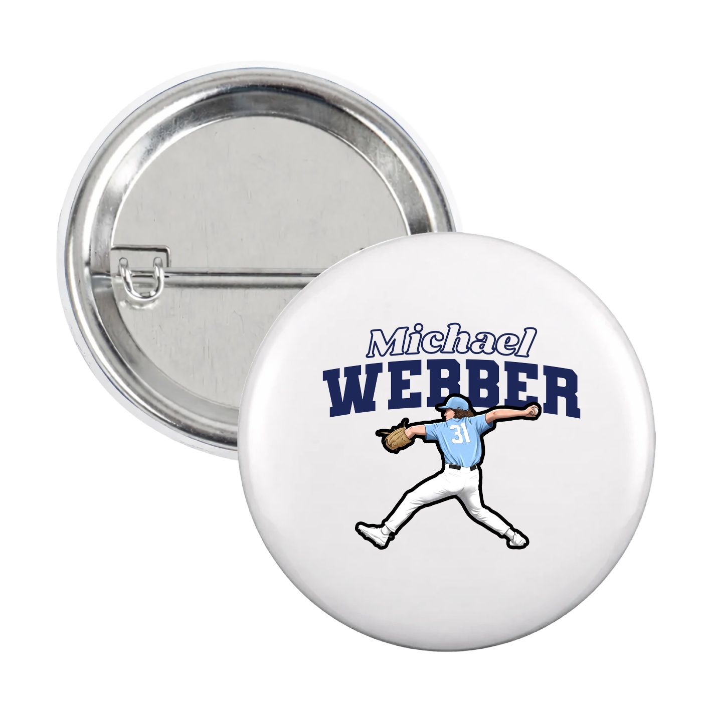 Game Day Button — Name Arch in White